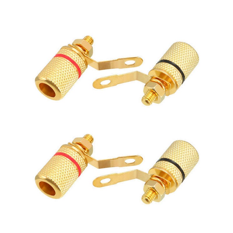 RuiLing 4-Pack 4mm Banana Jack Binding Post Gold Plated Female Socket Plug Terminal Connector for Loudspeaker Amplifier (2pcs Red and 2pcs Black Rubber Ring) - Image 1